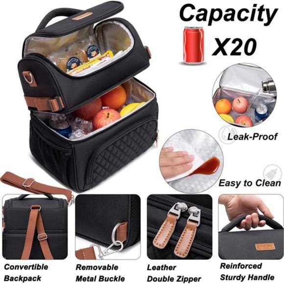 Bags Lunch Bag For Men Women Large Double Deck Lunch Box Tote For Work Poshmark